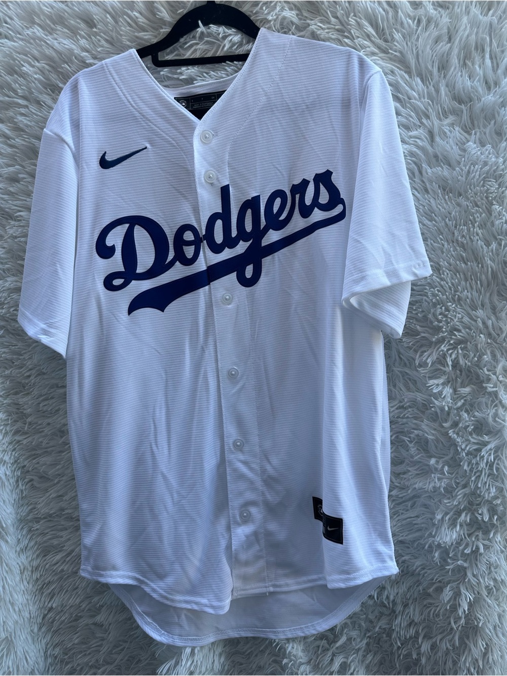 Nike Betts #50 White Dodgers Button-Front Baseball Jersey